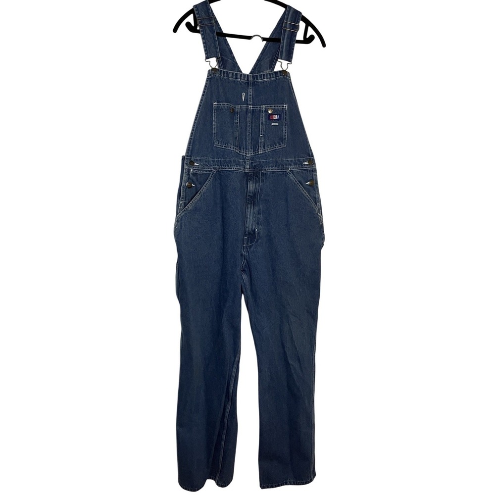 Vintage USA Works Overalls Mens Blue Denim‎ Bib Dungaree Carpenter